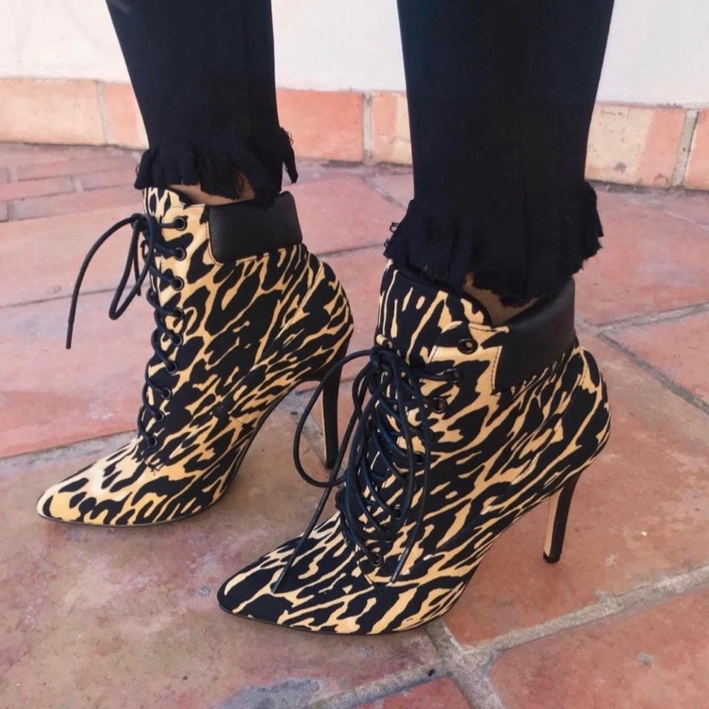 Privileged Black and Yellow Patterned Heeled Boots